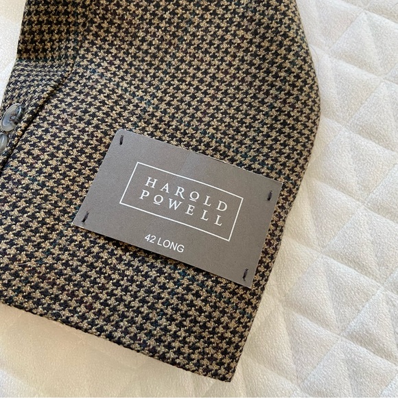 Harold Powell Mens Sport Coat Blazer Tweed Wool Button Jacket HoundsTooth 42Long - Picture 2 of 16